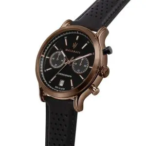 Alternative view of Maserati Men’s Quartz Black Leather Strap Black Dial 42mm Watch R8871638001