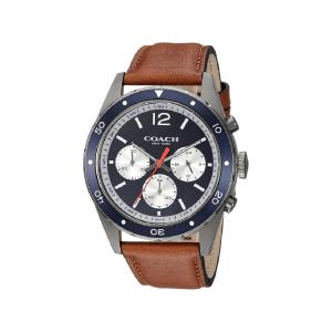 Coach Men’s Chronograph Quartz Brown Leather Strap Blue Dial 44mm Watch 14602134