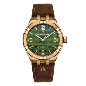 Maurice Lacroix Men’s Automatic Swiss Made Brown Leather Strap Green Dial 42mm Watch AI6008-BRZ0B-630-M