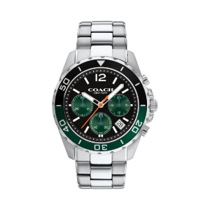 Coach Men’s Chronograph Quartz Silver Stainless Steel Black Dial 44mm Watch 14602557