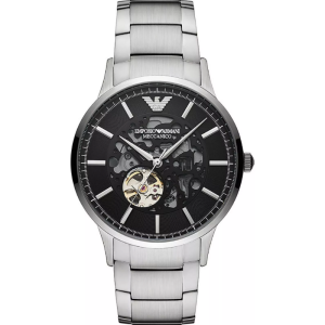Emporio Armani Men’s Automatic Silver Stainless Steel Black Dial 43mm Watch AR60055 (Without Tag)