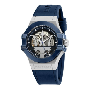 Maserati Men’s Automatic Blue Silicone Strap Blue Skeleton Dial 42mm Watch R8821108035
