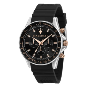Maserati Men’s Chronograph Quartz Black Silicon Strap Black Dial 44mm Watch R8871640002