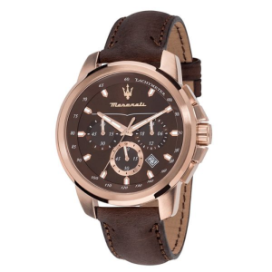 Maserati Men’s Chronograph Quartz Brown Leather Strap Brown Dial 44mm Watch R8871621004
