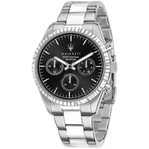 Maserati Men’s Chronograph Quartz Silver Stainless Steel Black Dial 43mm Watch R8853100023