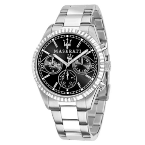 Maserati Men’s Chronograph Quartz Silver Stainless Steel Black Dial 43mm Watch R8853100014