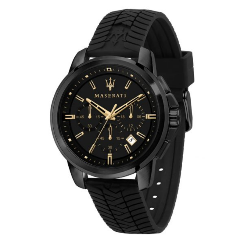 Maserati Men’s Chronograph Quartz Black Silicone Strap Black Dial 44mm Watch R8871621011