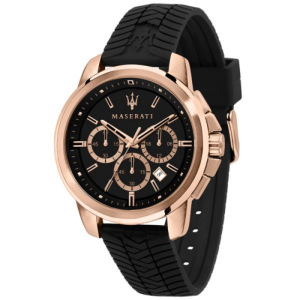 Maserati Men’s Chronograph Quartz Black Silicone Strap Black Dial 44mm Watch R8871621012