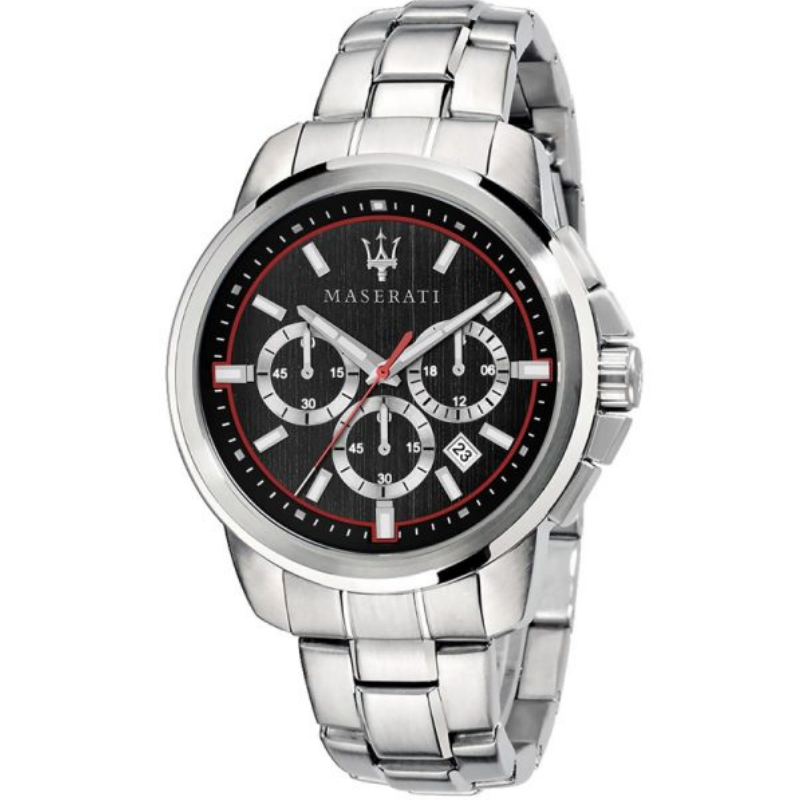 Maserati Men’s Chronograph Quartz Silver Stainless Steel Black Dial 44mm Watch R8873621009