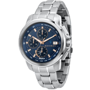 Maserati Men’s Chronograph Solar-Powered Quartz Silver Stainless Steel Blue Dial 45mm Watch R8873645004