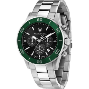 Maserati Men’s Chronograph Quartz Silver Stainless Steel Black Dial 43mm Watch R8873600008