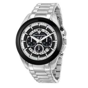 Maserati Men’s Chronograph Quartz Silver Stainless Steel Black Dial 45mm Watch R8873612059