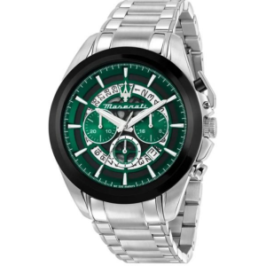 Maserati Men’s Chronograph Quartz Silver Stainless Steel Green Dial 45mm Watch R8873612060
