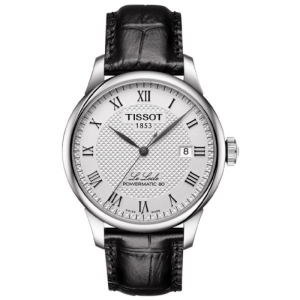 TISSOT Men’s Powermatic Swiss-Made Black Leather Strap Silver Dial 40mm Watch T006.407.16.033.00