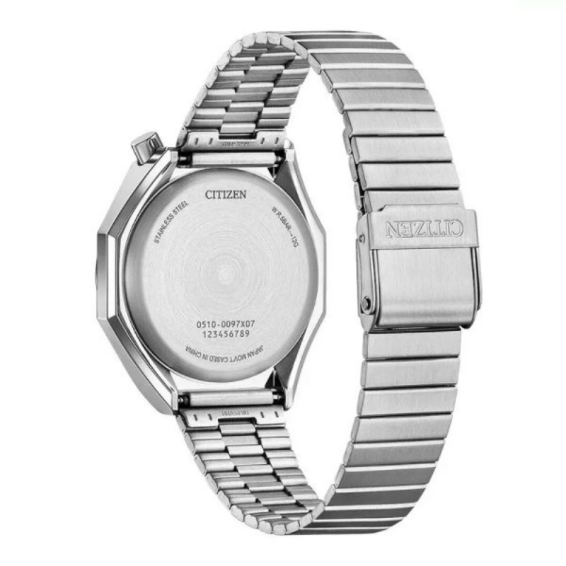 Citizen Men’s Chronograph Quartz Silver Stainless Steel Black Dial 38mm Watch AN3700-54E - Image 2