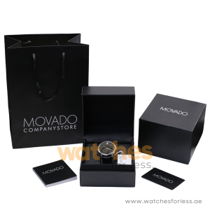 Movado Men’s Quartz Swiss Made Leather Strap Black Dial 40mm Watch 0607194
