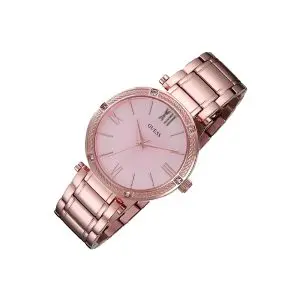 Alternative view of Guess Women’s Quartz Rose Gold Stainless Steel Rose Dial 36mm Watch W0636L2