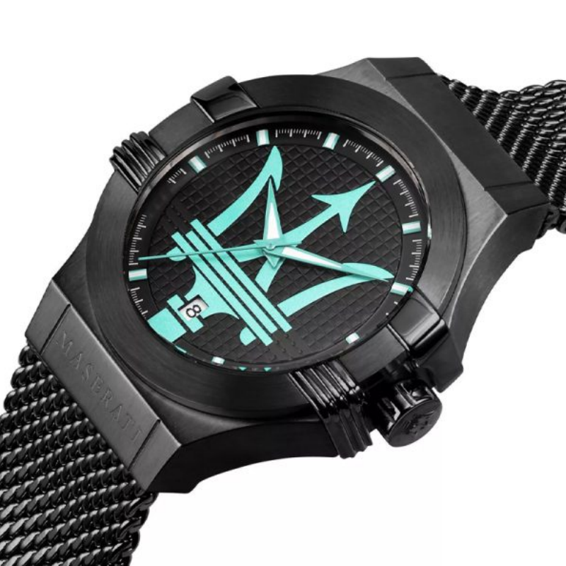 Maserati Potenza Aqua Edition Men’s Quartz Black Stainless Steel Black Dial 44mm Watch R8853144002 - Image 2