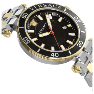 Alternative view of Versace Men’s Quartz Swiss Made Two-Tone Stainless Steel Black Dial 43mm Watch VEZ300821 (Shelf Leftover)