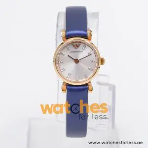 Emporio Armani Women’s Quartz Blue leather Strap Silver Grey 22mm Watch AR1687-1
