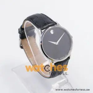 Movado Men’s Quartz Swiss Made Leather Strap Black Dial 40mm Watch 0607194 - Image 5