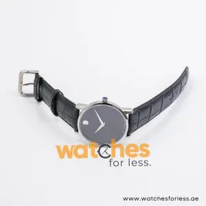 Movado Men’s Quartz Swiss Made Leather Strap Black Dial 40mm Watch 0607194 - Image 4