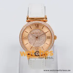 Michael Kors Women’s Quartz White Leather Strap Rose Gold Dial 39mm Watch MK2376-2
