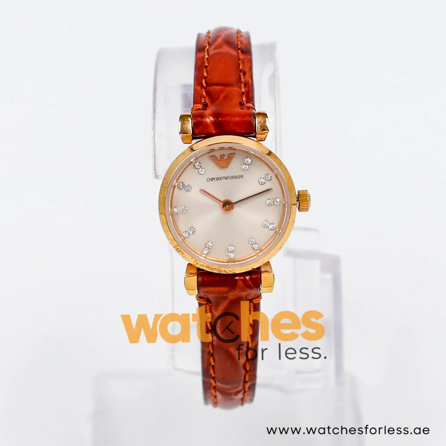 Emporio Armani Women’s Quartz Brown Leather Strap Grey 22mm Watch AR1687-4 - Image 2