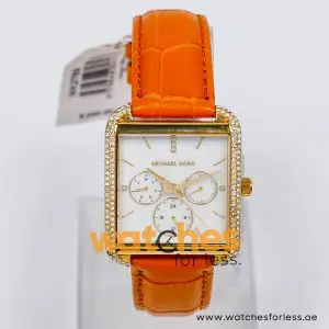Michael Kors Women’s Quartz Camel Brown Leather Strap Mother Of Pearl Dial 39mm Watch MK2769-1 (Shelf Leftover)