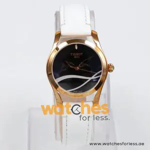 Tissot Women’s Quartz Swiss Made White Leather Strap Black Dial 30mm Watch T112.210.36.051.00