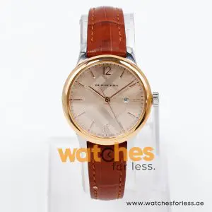Burberry Women’s Swiss Made Brown Leather Strap Rose Gold Dial 32mm Watch BU10117-1