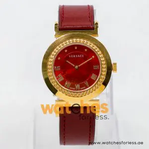 Versace Women’s Quartz Swiss Made Maroon Leather Strap Red Dial 35mm Watch P5Q80D800S800