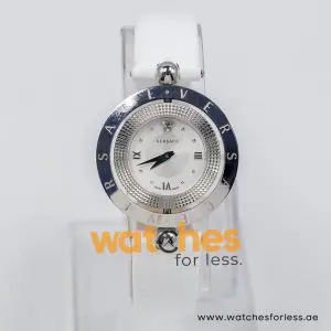 Versace Women’s Quartz Swiss Made White Leather Strap Silver Sunray Dial 34mm Watch VE7900120