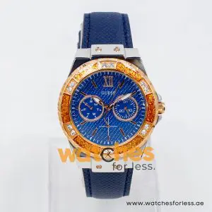 Guess Women’s Quartz Blue Leather Strap Blue Dial 39mm Watch W0775L10