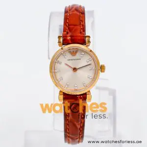 Emporio Armani Women’s Quartz Brown Leather Strap Grey 22mm Watch AR1687-4