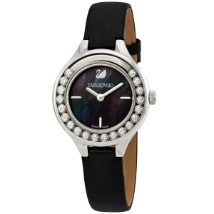 SWAROVSKI Women’s Swiss Made Quartz Black Leather Strap Black Mother Of Pearl Dial 31mm Watch 5242898