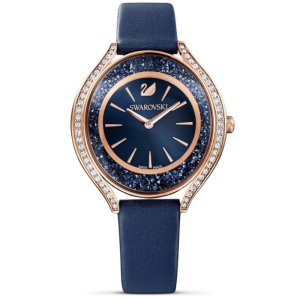 SWAROVSKI Women’s Swiss Made Quartz Blue Leather Strap Blue Dial 35mm Watch 5519447