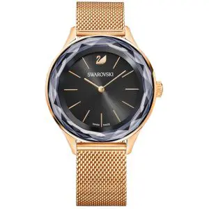 SWAROVSKI Women’s Swiss Made Quartz Rose Gold Stainless Steel Black Dial 36mm Watch 5430424