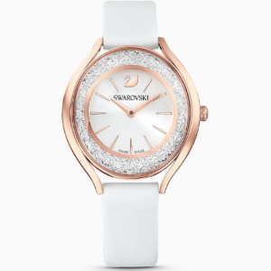 SWAROVSKI Women’s Swiss Made Quartz White Leather Strap White Dial 35mm Watch 5519453
