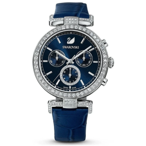 SWAROVSKI Women’s Swiss Made Quartz Blue Leather Strap Blue Dial 38mm Watch 5479239