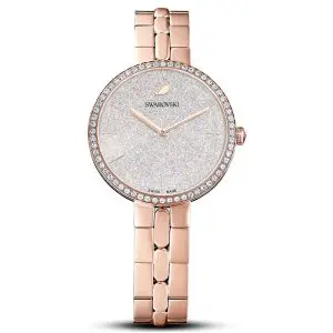 SWAROVSKI Women’s Swiss Made Quartz Rose Gold Stainless Steel Silver Glitter Dial 32mm Watch 5517803