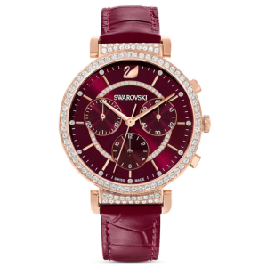SWAROVSKI Women’s Swiss Made Quartz Red Leather Strap Red Dial 36mm Watch 5580345