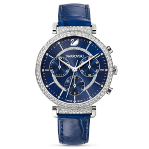 SWAROVSKI Women’s Swiss Made Quartz Blue Leather Strap Blue Dial 36mm Watch 5580342
