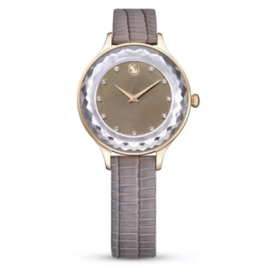 SWAROVSKI Women’s Swiss Made Quartz Beige Leather Strap Beige Dial 33mm Watch 5649999 (Shelf Leftover)
