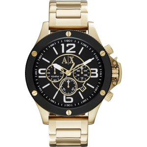 Emporio Armani Men’s Chronograph Quartz Gold Stainless Steel Black Dial 48mm Watch AX1511 (Without Tag)