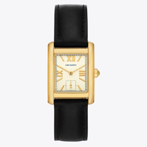 Tory Burch Women’s Quartz Black Leather Strap Cream Dial 25mm Watch TBW1076 (Without Tag)
