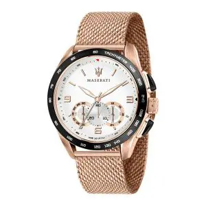 Maserati Traguardo Men’s Quartz Rose Gold Stainless Steel White Dial 45mm Watch R8873612011