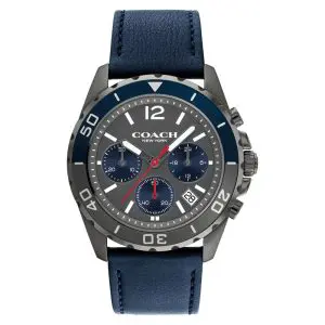 Coach Men’s Quartz Blue Leather Strap Grey Dial 44mm Watch 14602558