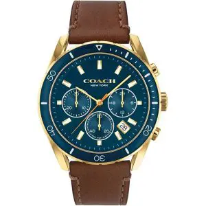 Coach Men’s Quartz Brown Leather Strap Blue Dial 44mm Watch 14602513