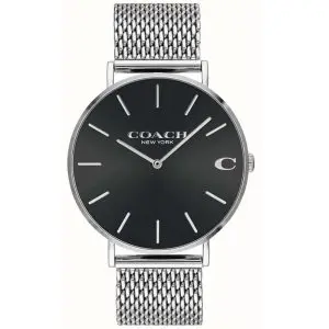 Coach Men’s Quartz Silver Stainless Steel Black Dial 41mm Watch 14602144